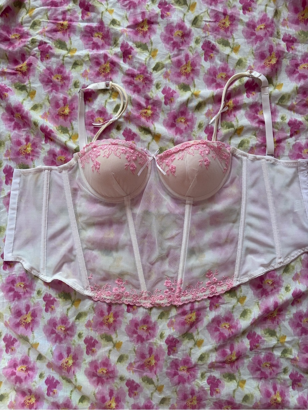 White & Pink Corset Top 💘